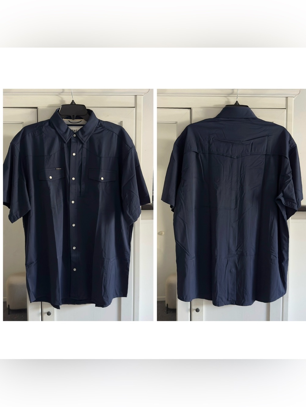 Poncho The Del Mar Short Sleeve Shirt in Navy Men's Size Large Regular Fit